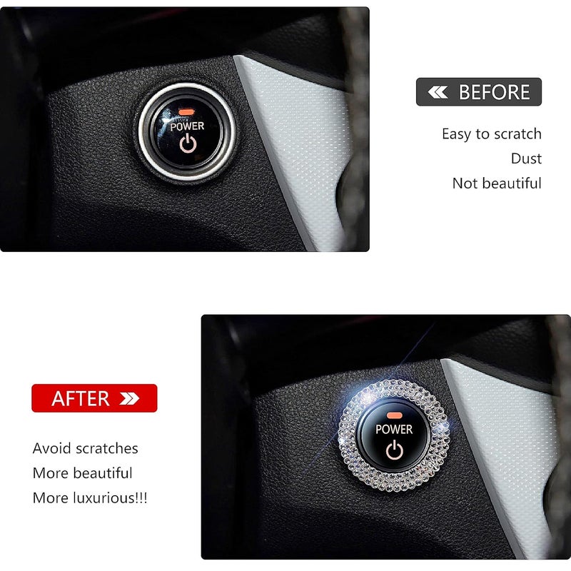 Murimt Bling Car Button Start Button Cover/Sticker for Wowen, Car Engine Start Stop Trim Ring, Shiny Crystal Rhinestone Key Ignition and Knob Ring (Diamond White)… - Image 2